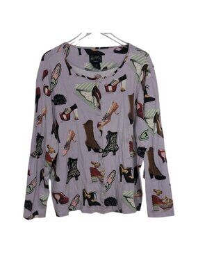 Blue Label Nick & Nora Shoes Sleep Shirt Womens Plus Size 3X Purple Casual